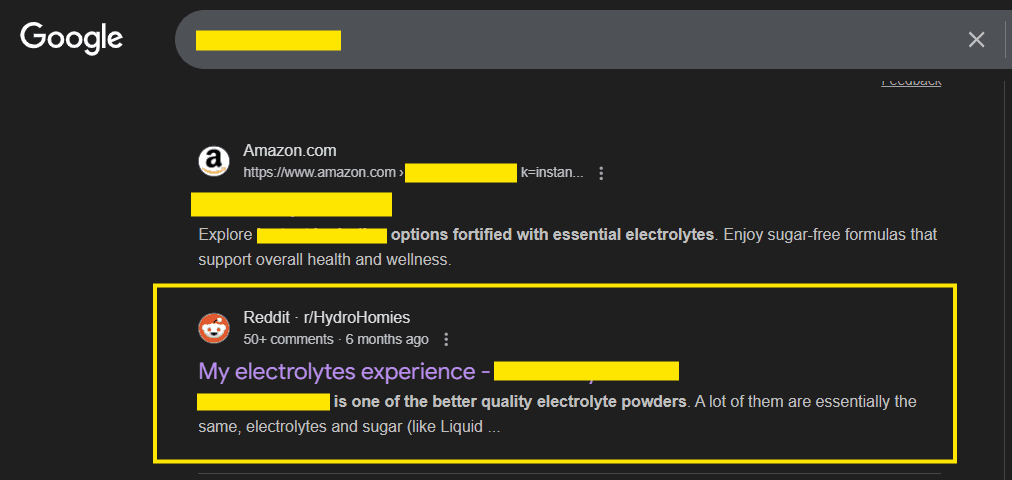 Exhibit: Google results. The ranked thread on a 74K-visitor conversation.
